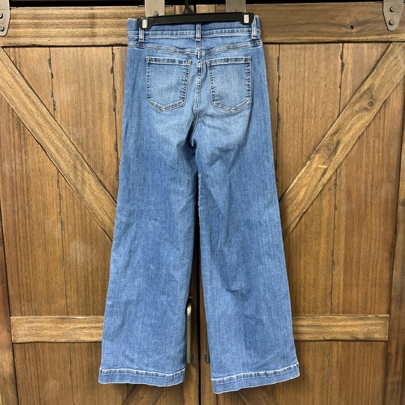 Spanx Seamed-Front Wide-Leg High Rise Denim Jeans Classic Vintage Indigo Size S - Picture 4 of 8